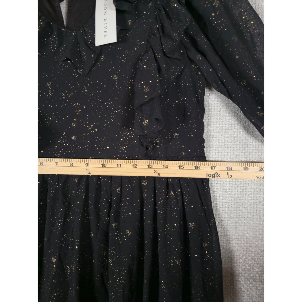 Moon River Black Midi Dress with Gold Speckle - Picture 7 of 14